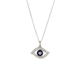 Traditional Design Evil Eye 925 Sterling Silver Necklace studded with CZ